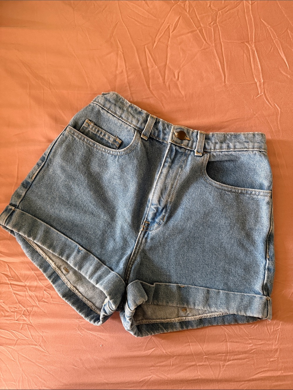 American Apparel Light Blue High-Rise Denim Shorts